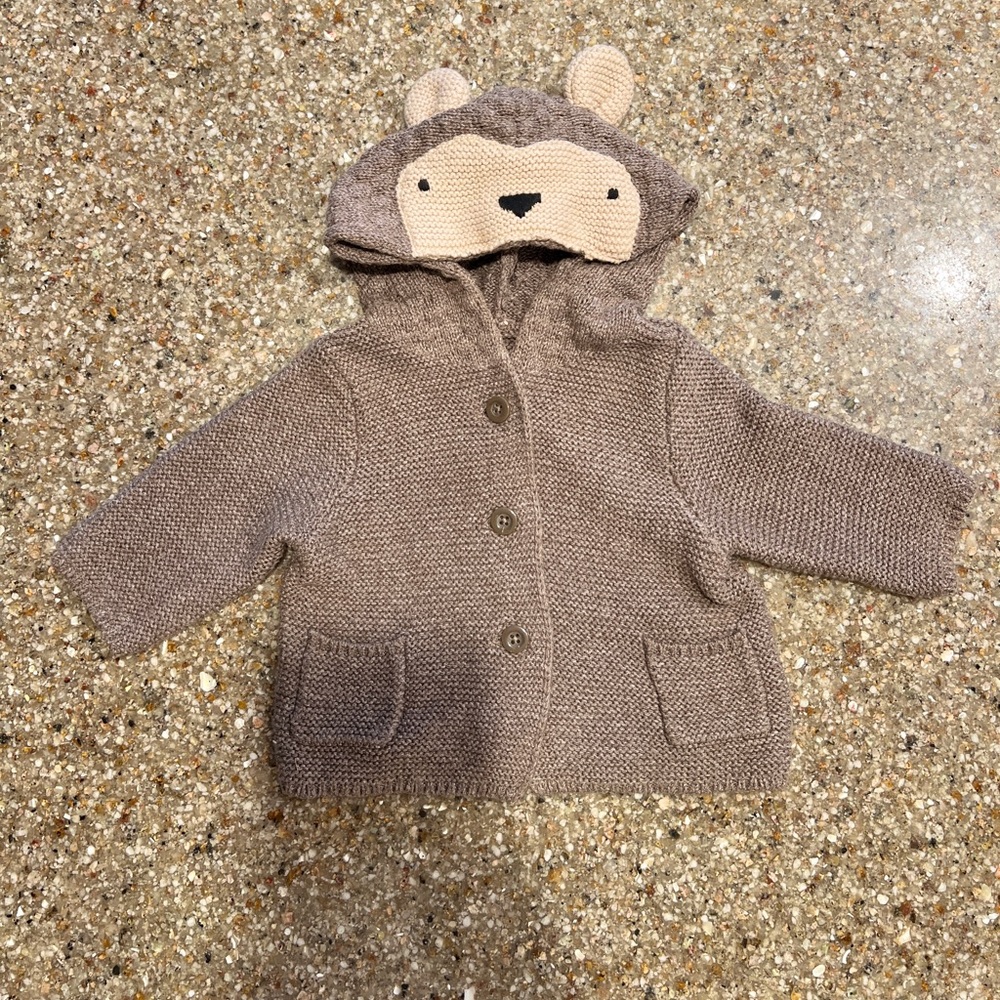 Adorable Brown Bear Hooded Baby Sweater GAP